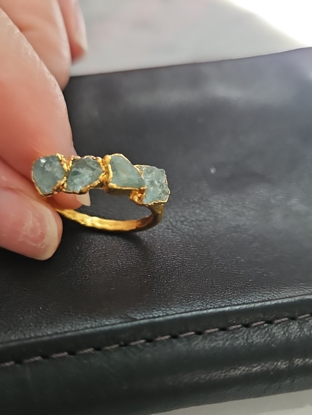 EUC Little Sycamore Rainstorm Aquamarine stackable ring size 8